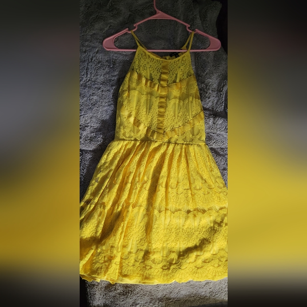 As U Wish Yellow Lace Kids Dress